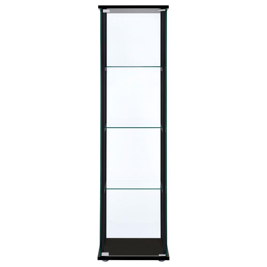 Cyclamen 4-shelf Clear Glass Curio Display Cabinet Black view 3