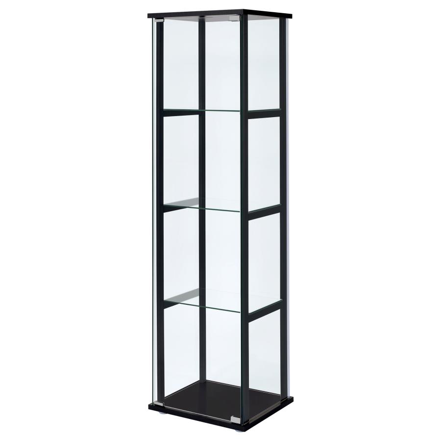 Cyclamen 4-shelf Clear Glass Curio Display Cabinet Black view 4