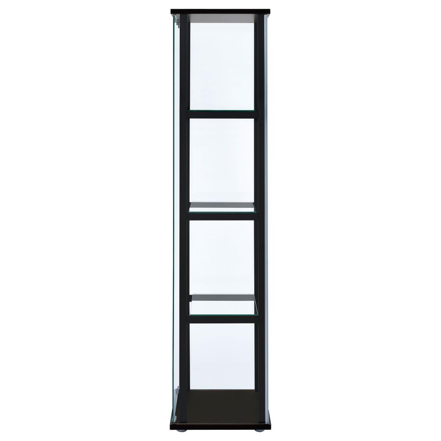 Cyclamen 4-shelf Clear Glass Curio Display Cabinet Black view 5