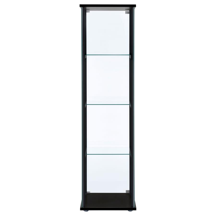 Cyclamen 4-shelf Clear Glass Curio Display Cabinet Black view 6