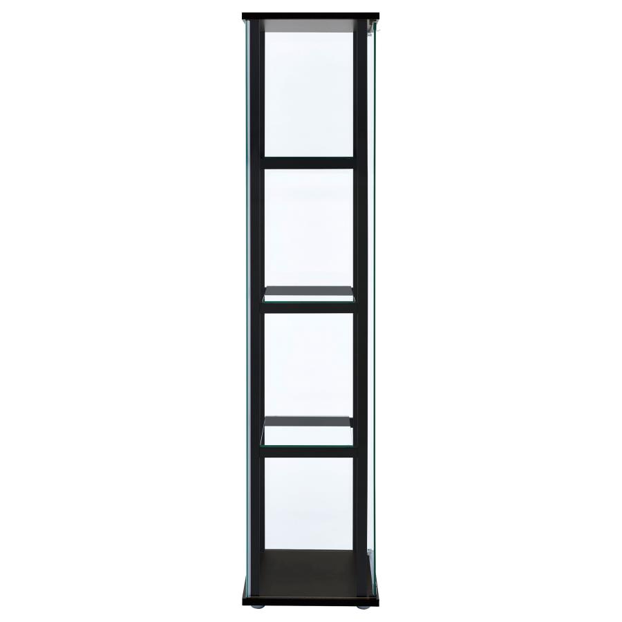 Cyclamen 4-shelf Clear Glass Curio Display Cabinet Black view 7