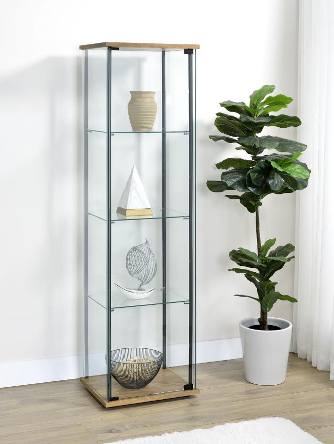 Bellatrix 3-shelf Clear Glass Curio Cabinet Mango view 2