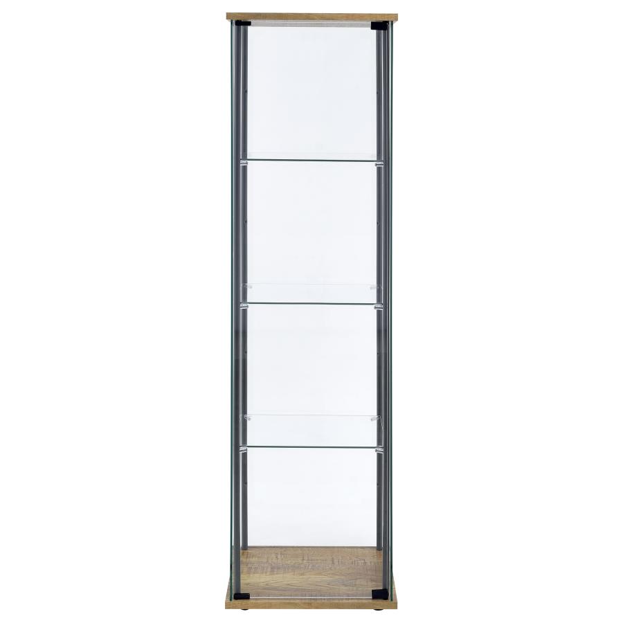 Bellatrix 3-shelf Clear Glass Curio Cabinet Mango view 3