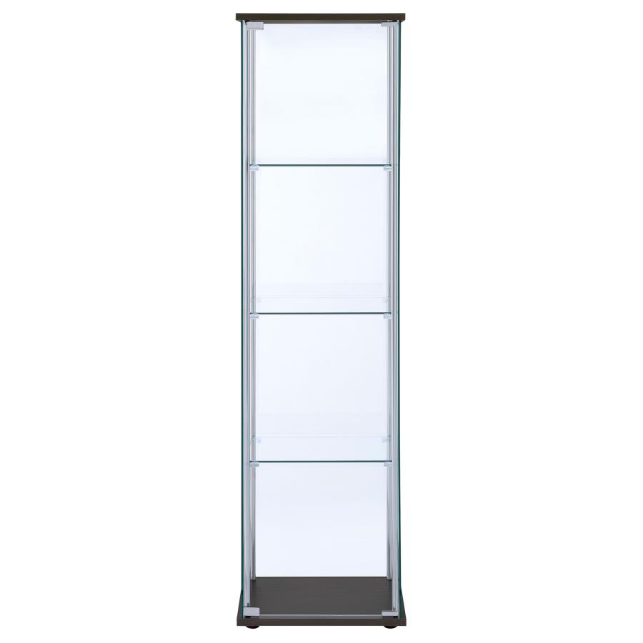 Bellatrix 4-shelf Clear Glass Curio Cabinet Cappuccino view 3