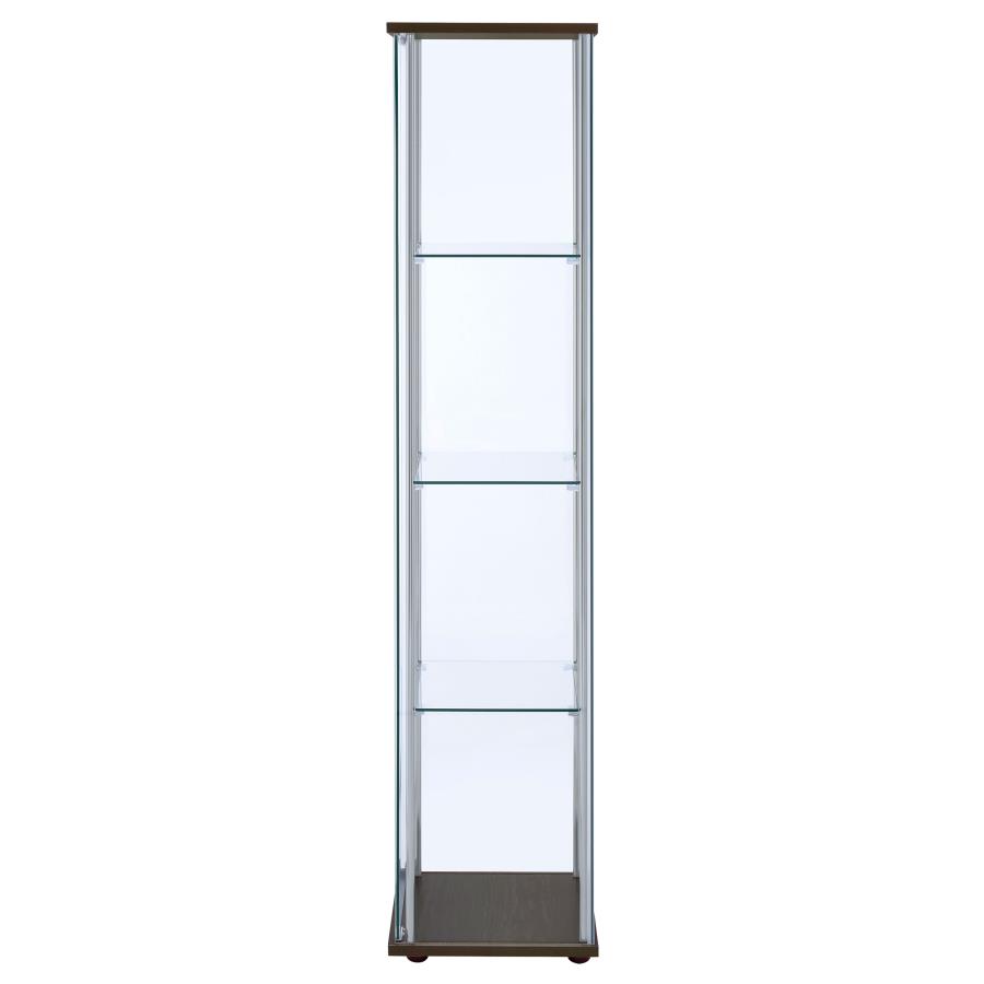 Bellatrix 4-shelf Clear Glass Curio Cabinet Cappuccino view 5