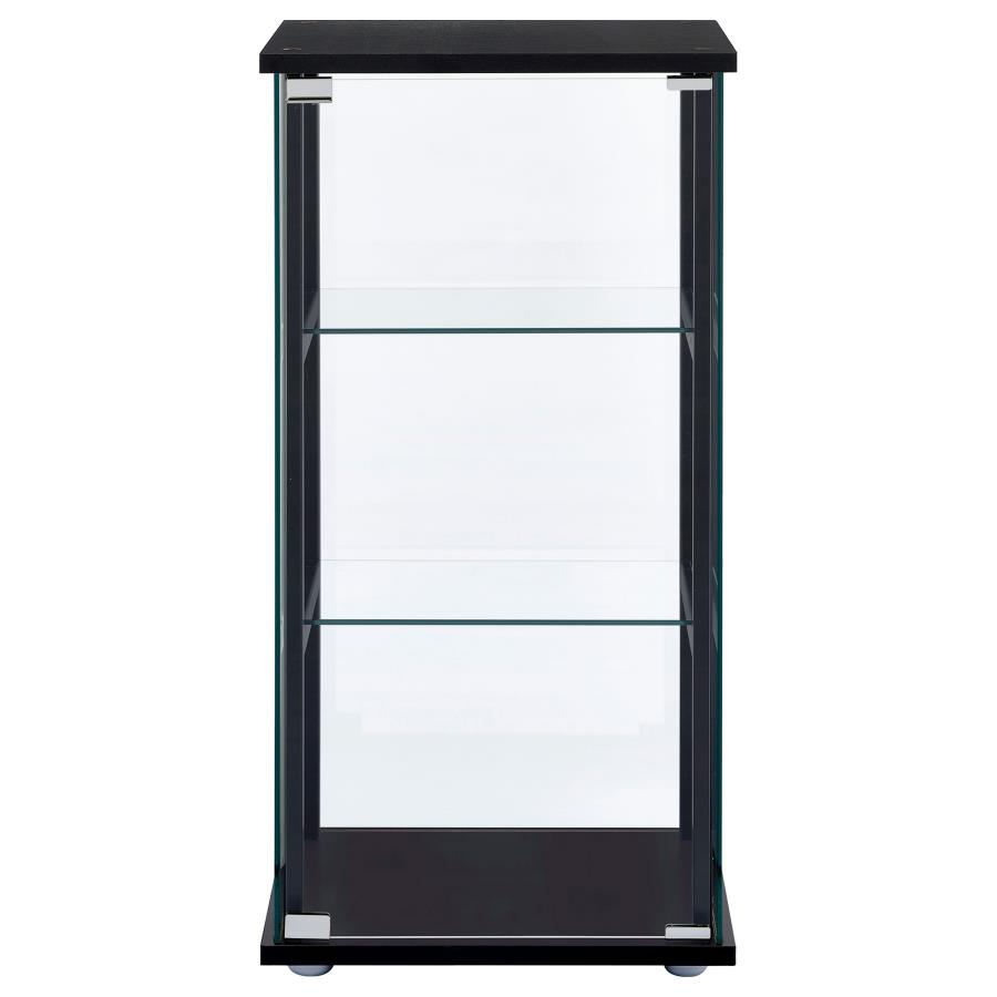 Cyclamen 3-shelf Clear Glass Curio Display Cabinet Black view 3