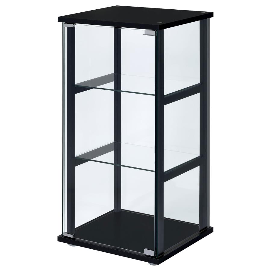 Cyclamen 3-shelf Clear Glass Curio Display Cabinet Black view 4