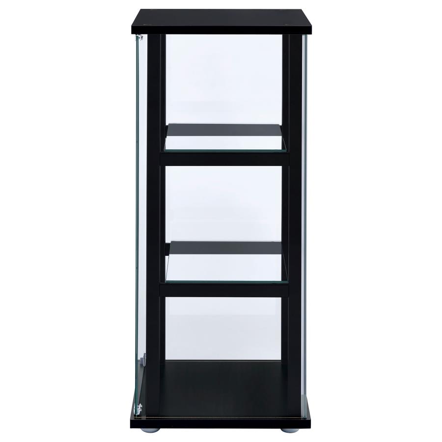 Cyclamen 3-shelf Clear Glass Curio Display Cabinet Black view 5