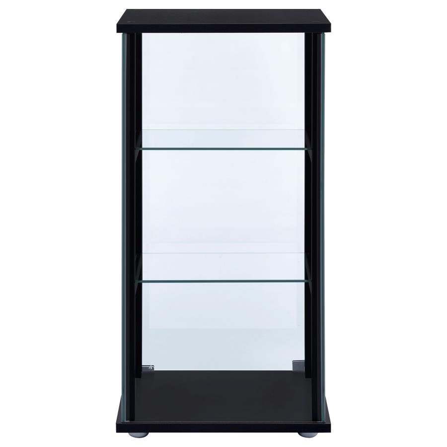 Cyclamen 3-shelf Clear Glass Curio Display Cabinet Black view 6