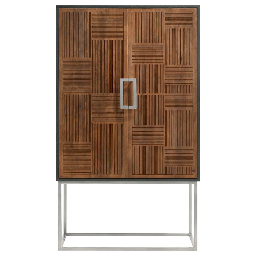 Borman 2-door Home Bar Cabinet Wine Storage Walnut and Black view 5