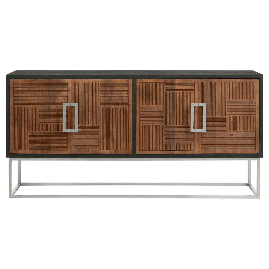 Borman 4-door Wood Accent Cabinet Walnut and Black view 5