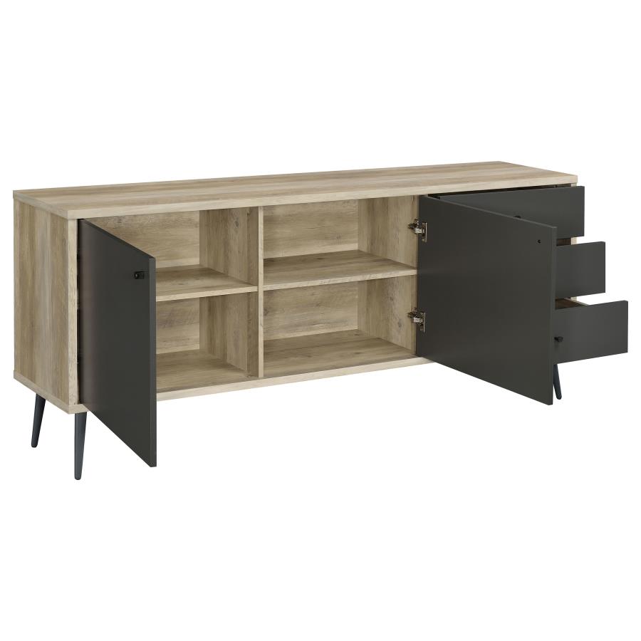 Maeve 2-door Engineered Wood Cabinet Antique Pine and Grey view 2