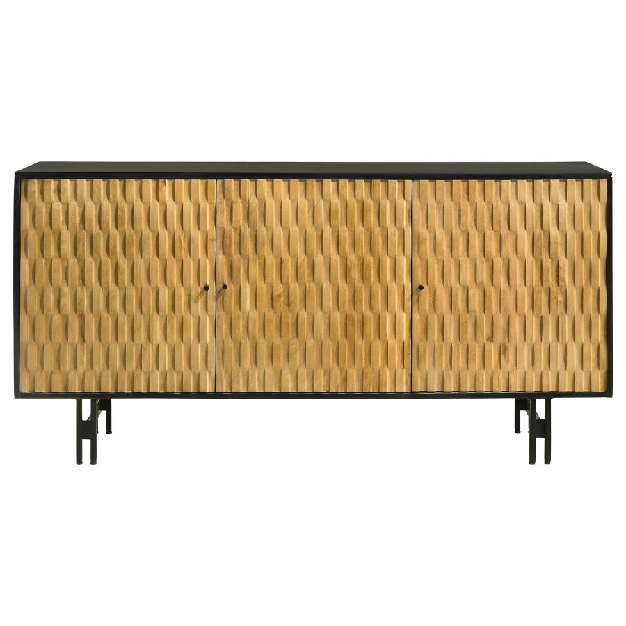 Aminah 3-door Wood Accent Cabinet Natural and Black view 5