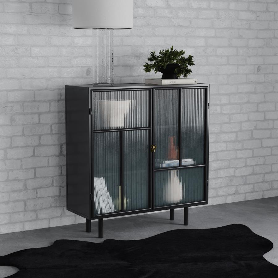Dalia 2-door Accent Storage Cabinet with Shelving Black view 2