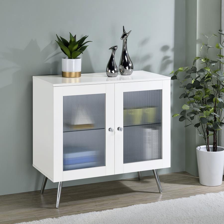 Nieta 2-door Engineered Wood Accent Cabinet White High Gloss view 2