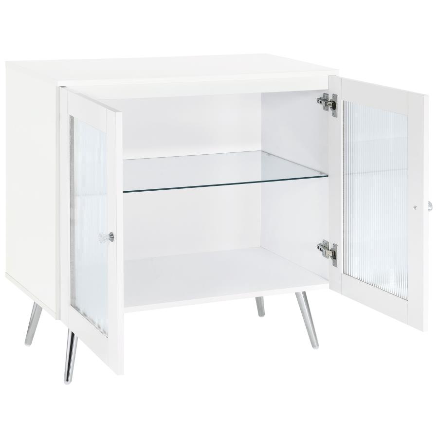 Nieta 2-door Engineered Wood Accent Cabinet White High Gloss view 3