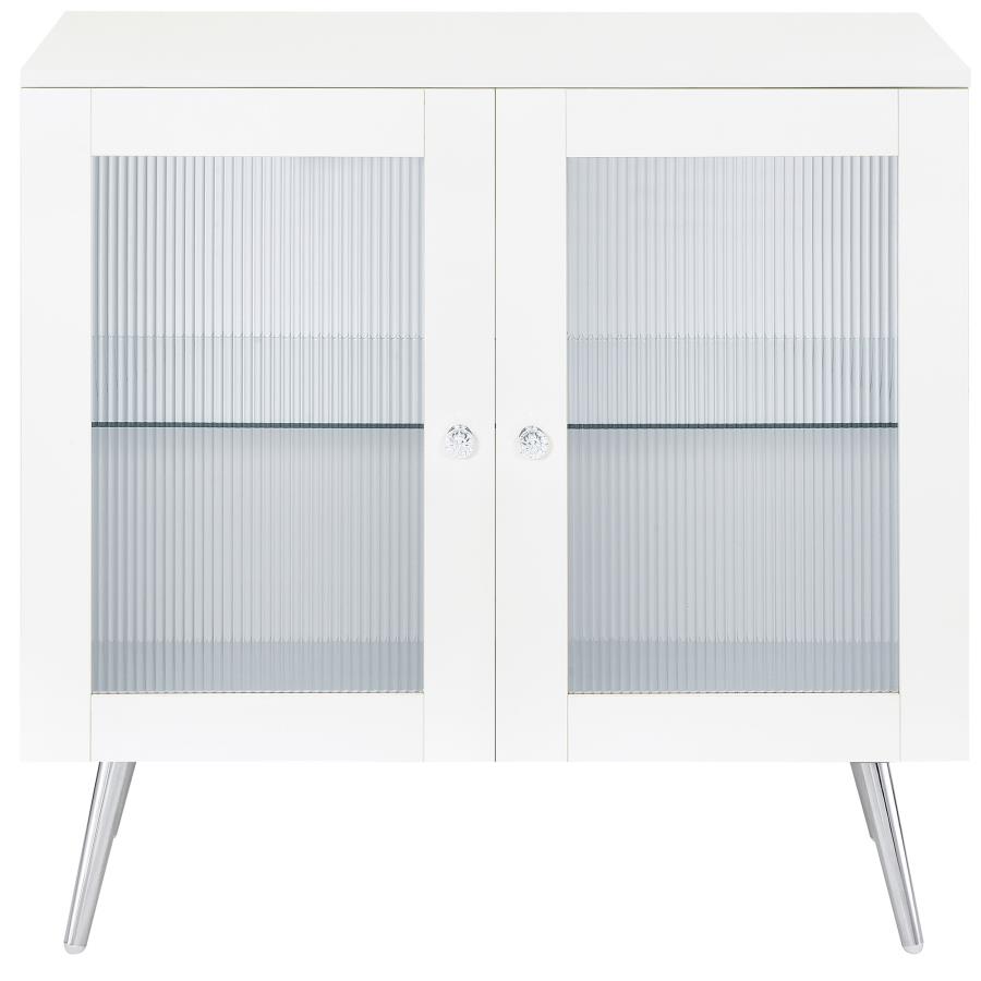 Nieta 2-door Engineered Wood Accent Cabinet White High Gloss view 3