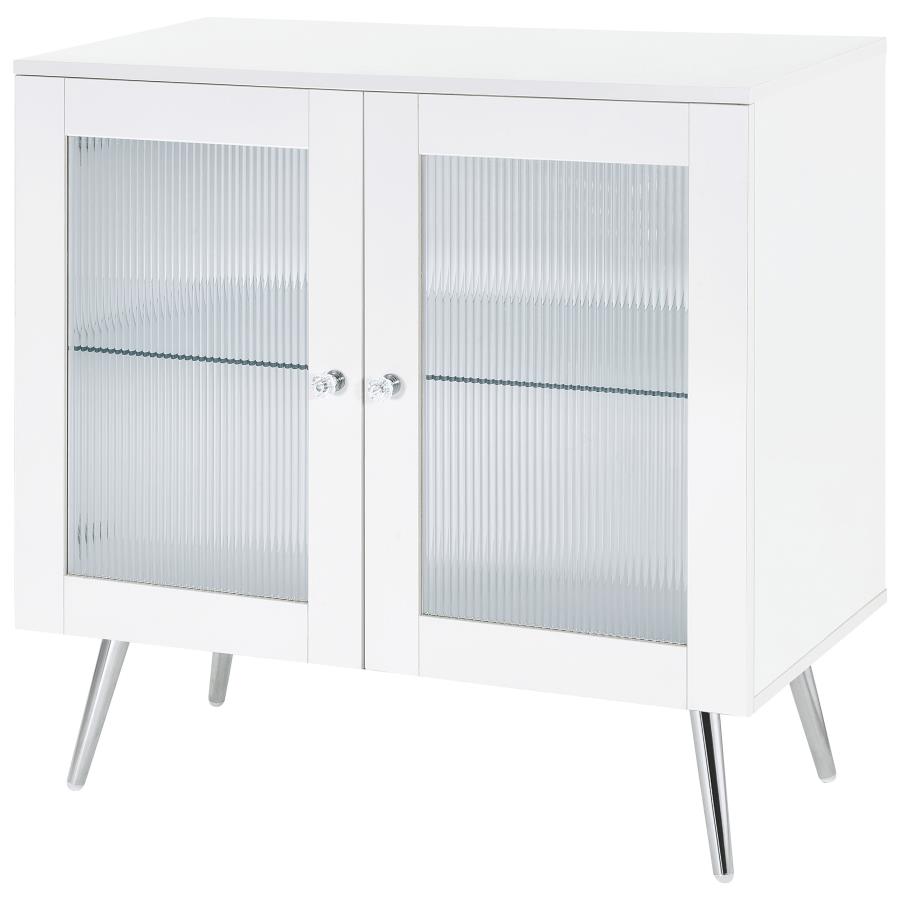 Nieta 2-door Engineered Wood Accent Cabinet White High Gloss view 4