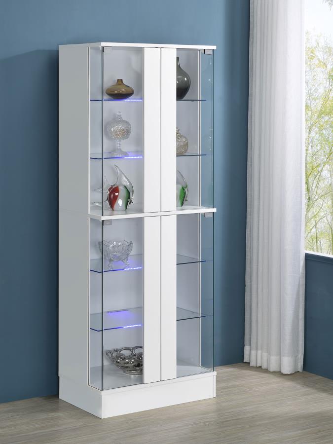 Cabra 4-door LED Curio Display Cabinet White High Gloss view 3