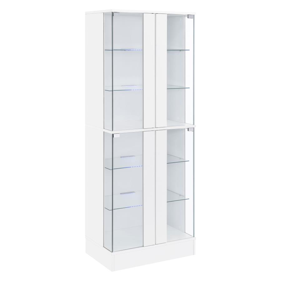 Cabra 4-door LED Curio Display Cabinet White High Gloss view 4