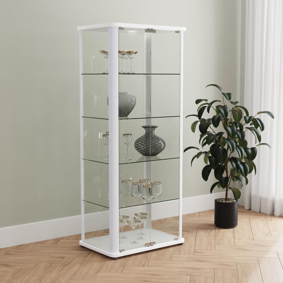 Aero 5-shelf Display Curio Cabinet with LED Lighting White view 3