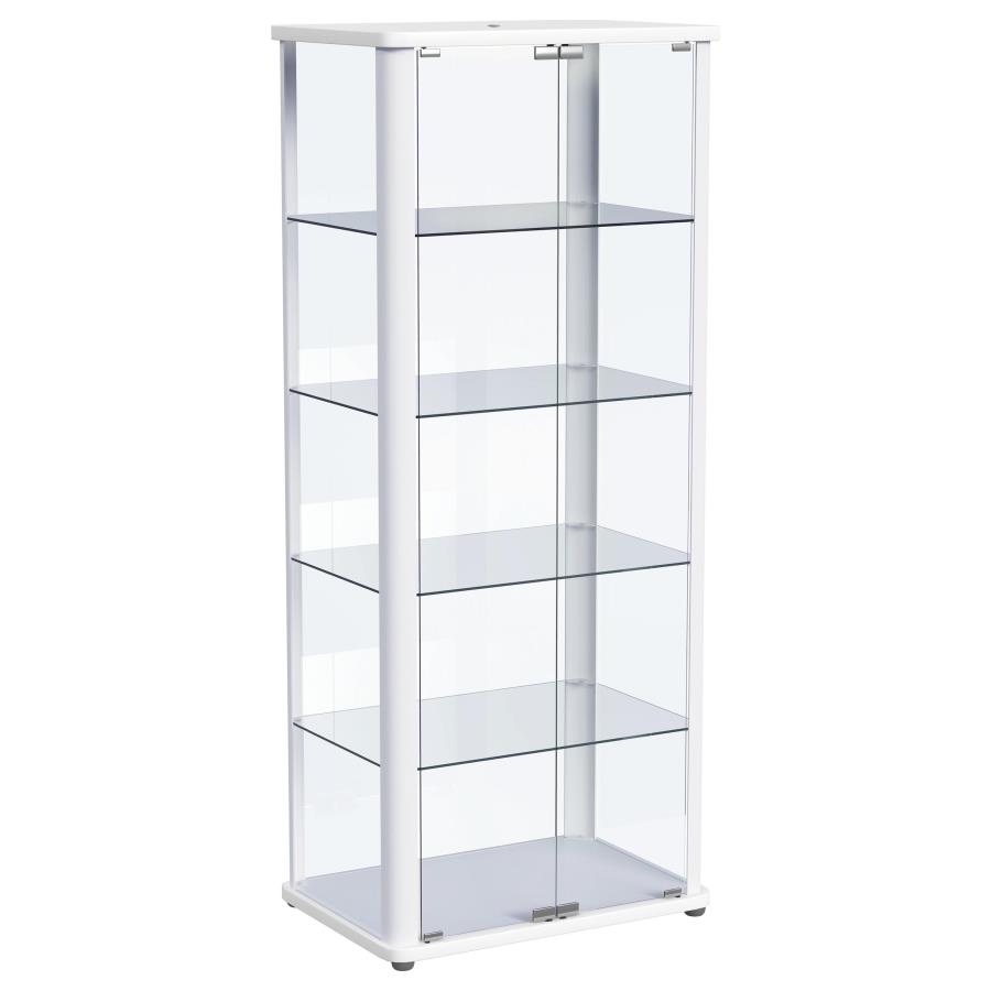 Aero 5-shelf Display Curio Cabinet with LED Lighting White view 4
