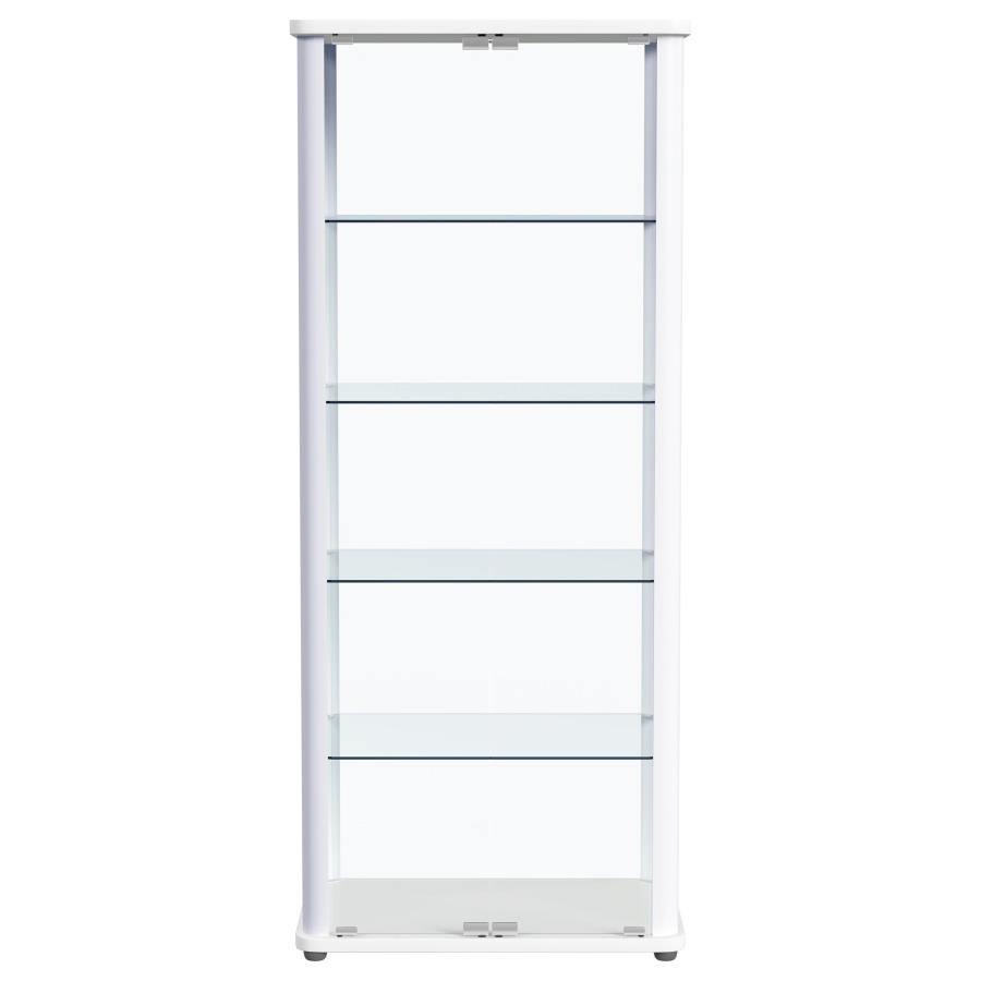 Aero 5-shelf Display Curio Cabinet with LED Lighting White view 6