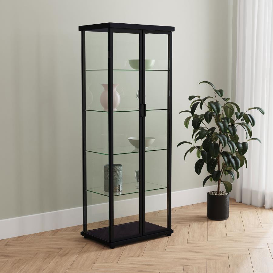 Aero 4-shelf Display Curio Cabinet with LED Lighting Black view 2