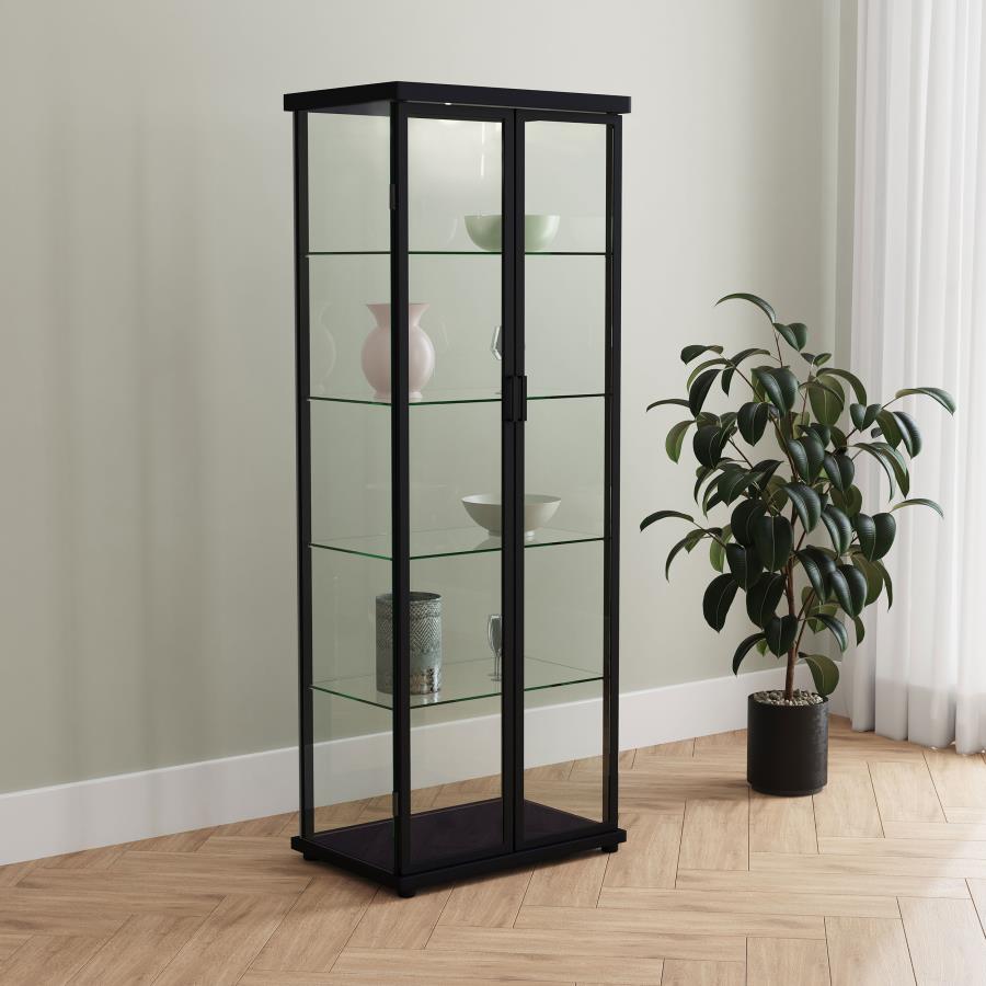 Aero 4-shelf Display Curio Cabinet with LED Lighting Black view 3