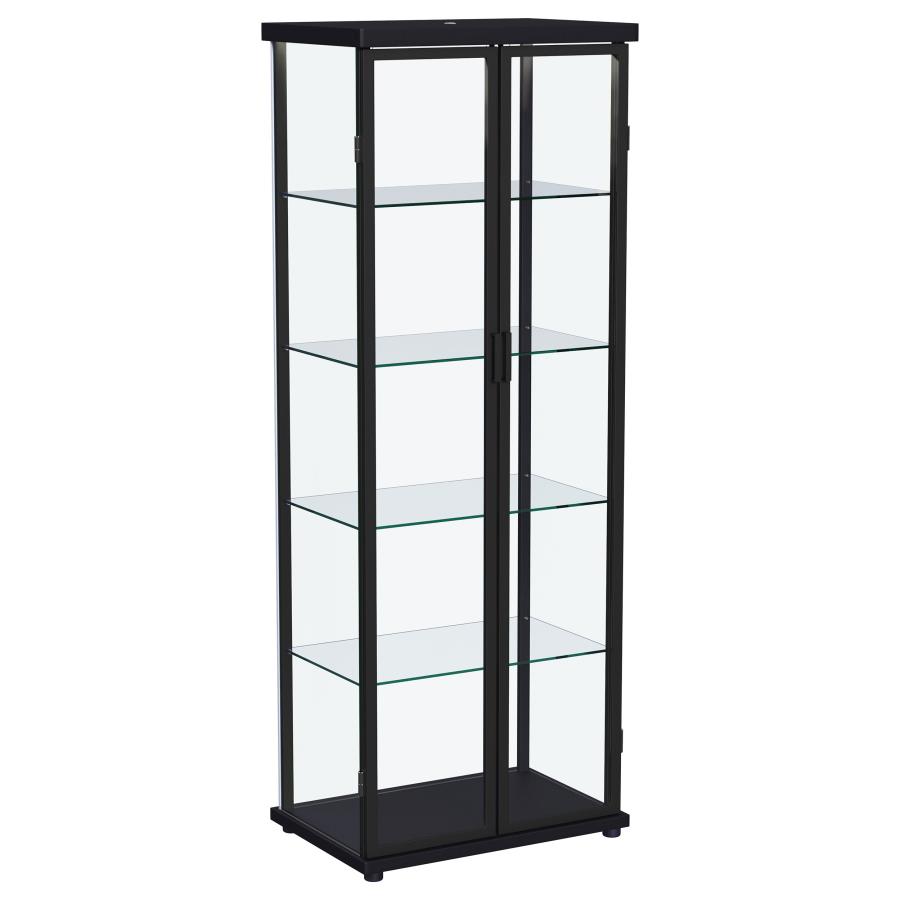Aero 4-shelf Display Curio Cabinet with LED Lighting Black view 4
