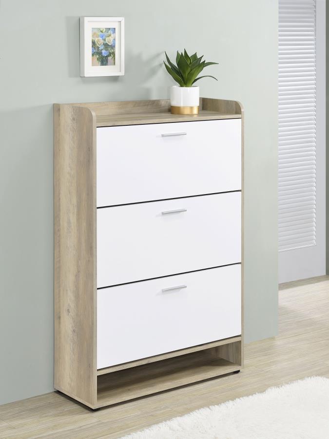 Denia 3-tier Engineered Wood Shoe Cabinet White view 2
