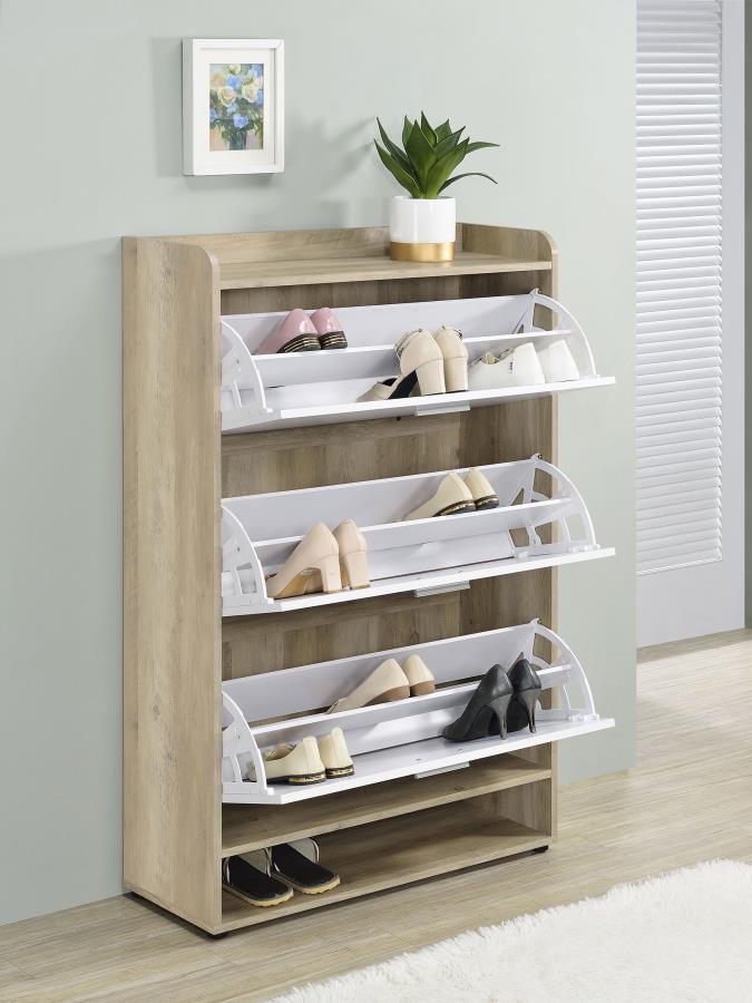 Denia 3-tier Engineered Wood Shoe Cabinet White view 3