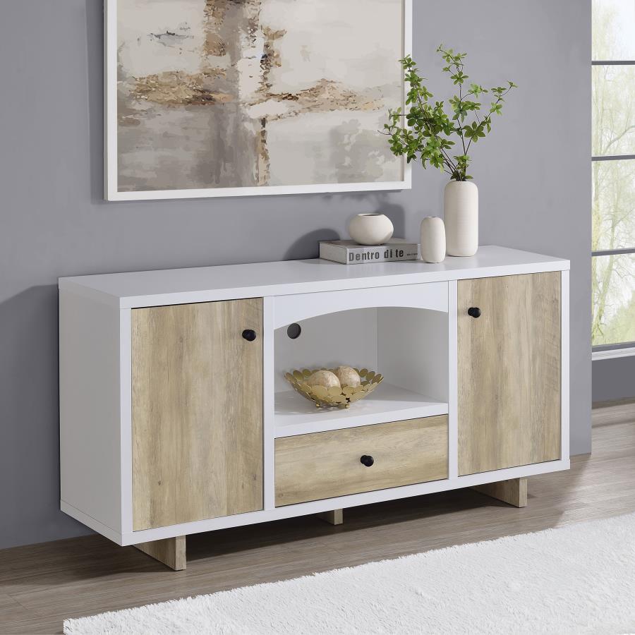 Dalton 2-door Storage Cabinet White and Distressed Pine view 2