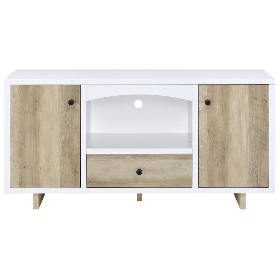 Dalton 2-door Storage Cabinet White and Distressed Pine view 3