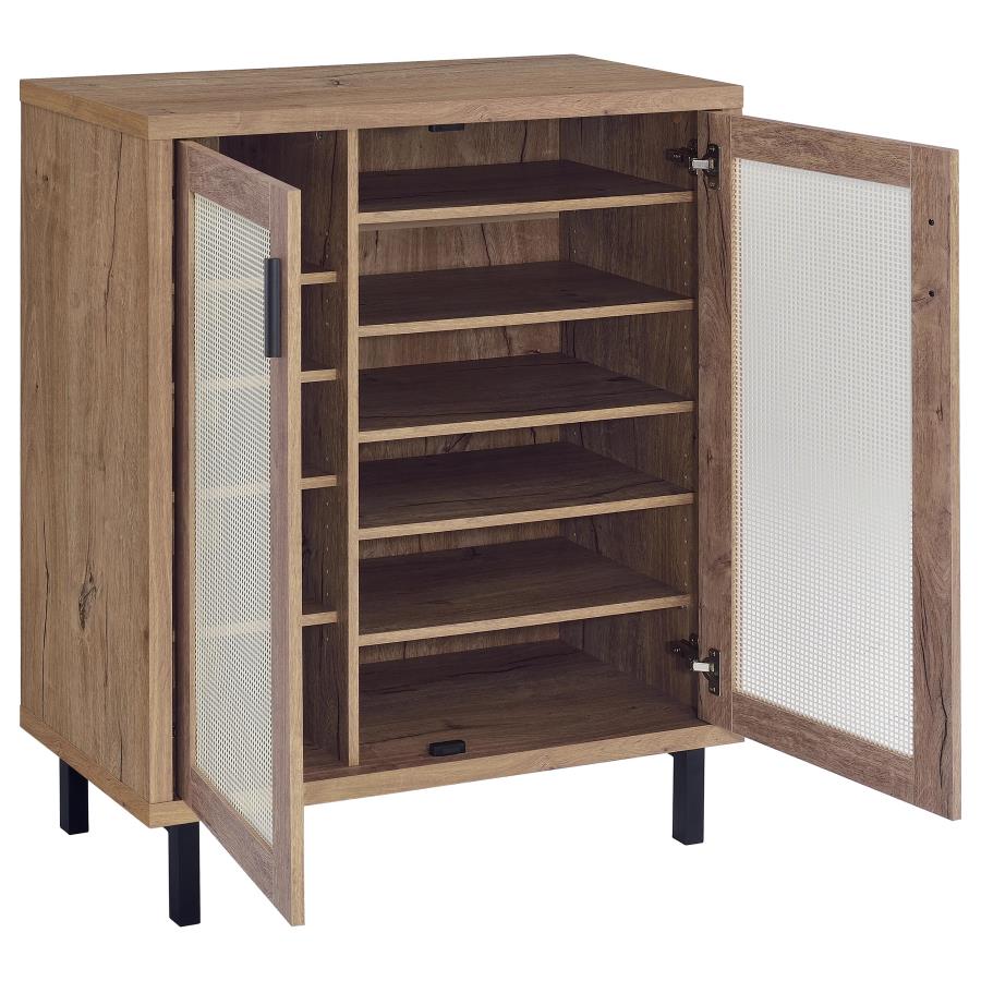 Teller 2-door Shoe Storage Cabinet Natural Oak view 3