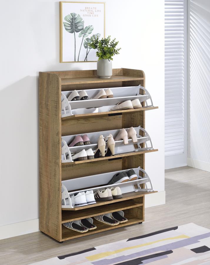 Denia 3-tier Engineered Wood Shoe Cabinet Mango view 3