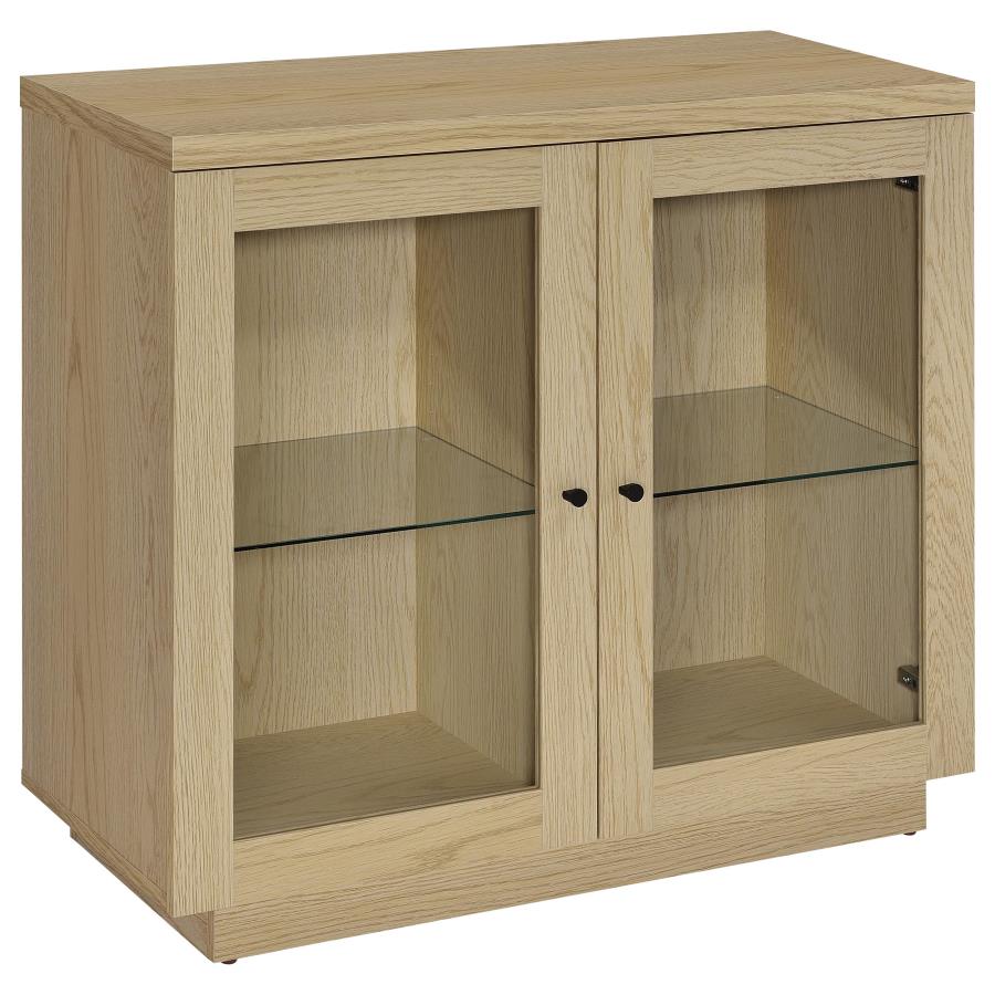 Tilbury 2-door Glass Front Accent Display Cabinet Light Oak