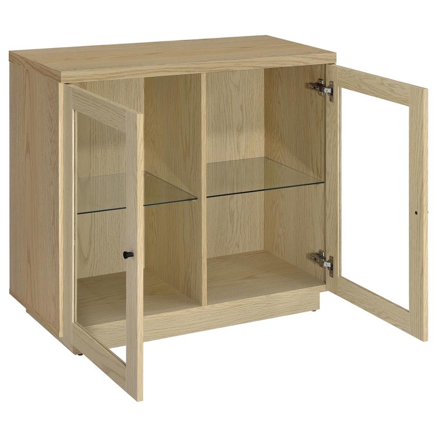 Tilbury 2-door Glass Front Accent Display Cabinet Light Oak view 3