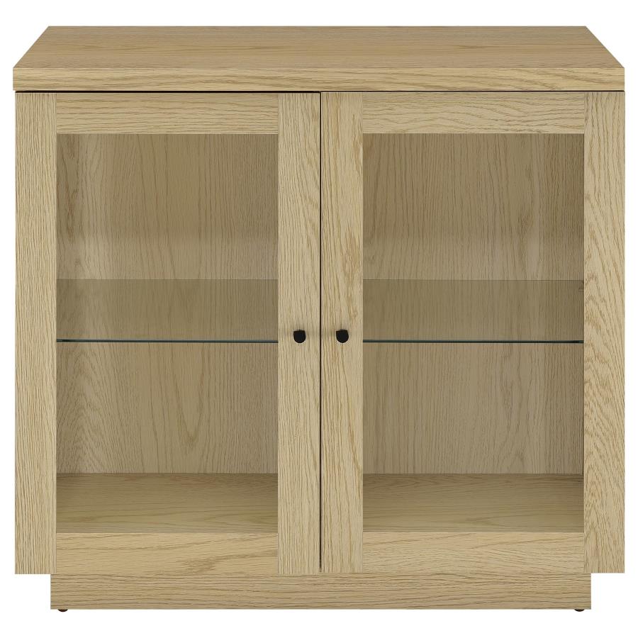 Tilbury 2-door Glass Front Accent Display Cabinet Light Oak view 4