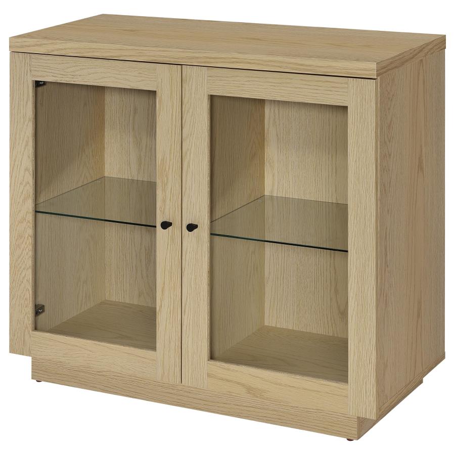 Tilbury 2-door Glass Front Accent Display Cabinet Light Oak view 5