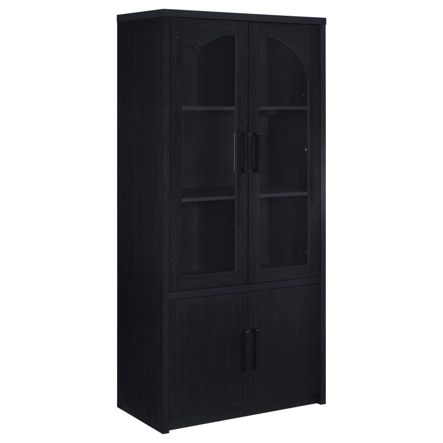 Riva 4-door Tall Accent Display Cabinet LED Lighting Black
