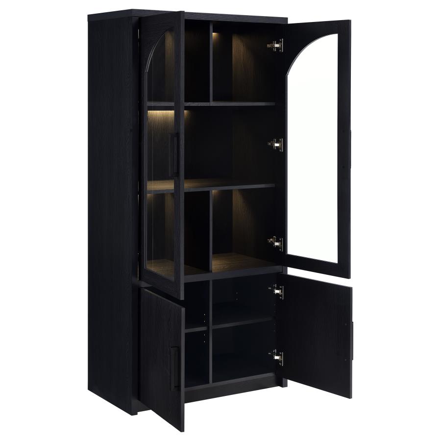 Riva 4-door Tall Accent Display Cabinet LED Lighting Black view 4