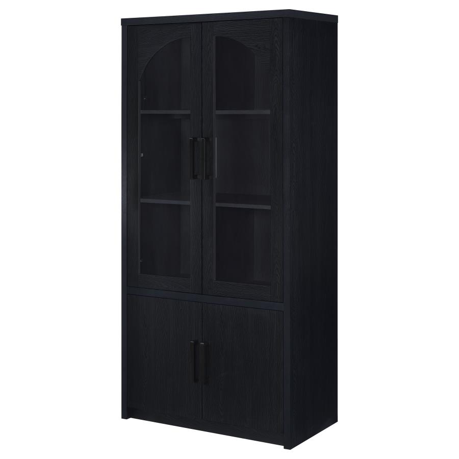 Riva 4-door Tall Accent Display Cabinet LED Lighting Black view 6