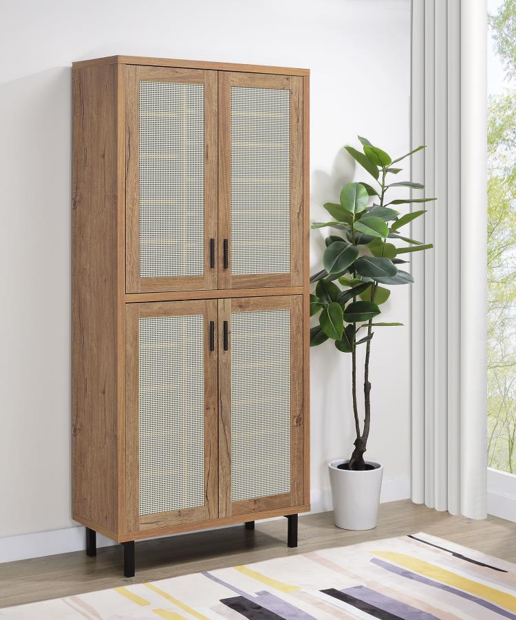 Teller 80-inch 4-door Tall Shoe Storage Cabinet Natural Oak view 2