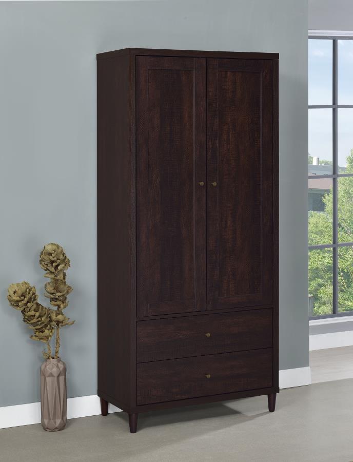 Wadeline 2-door Tall Accent Storage Cabinet Rustic Tobacco view 2