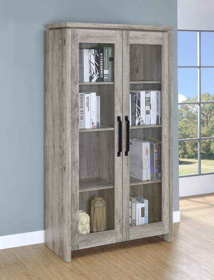 Alejo 2-door Engineered Wood Tall Cabinet Grey Driftwood view 2