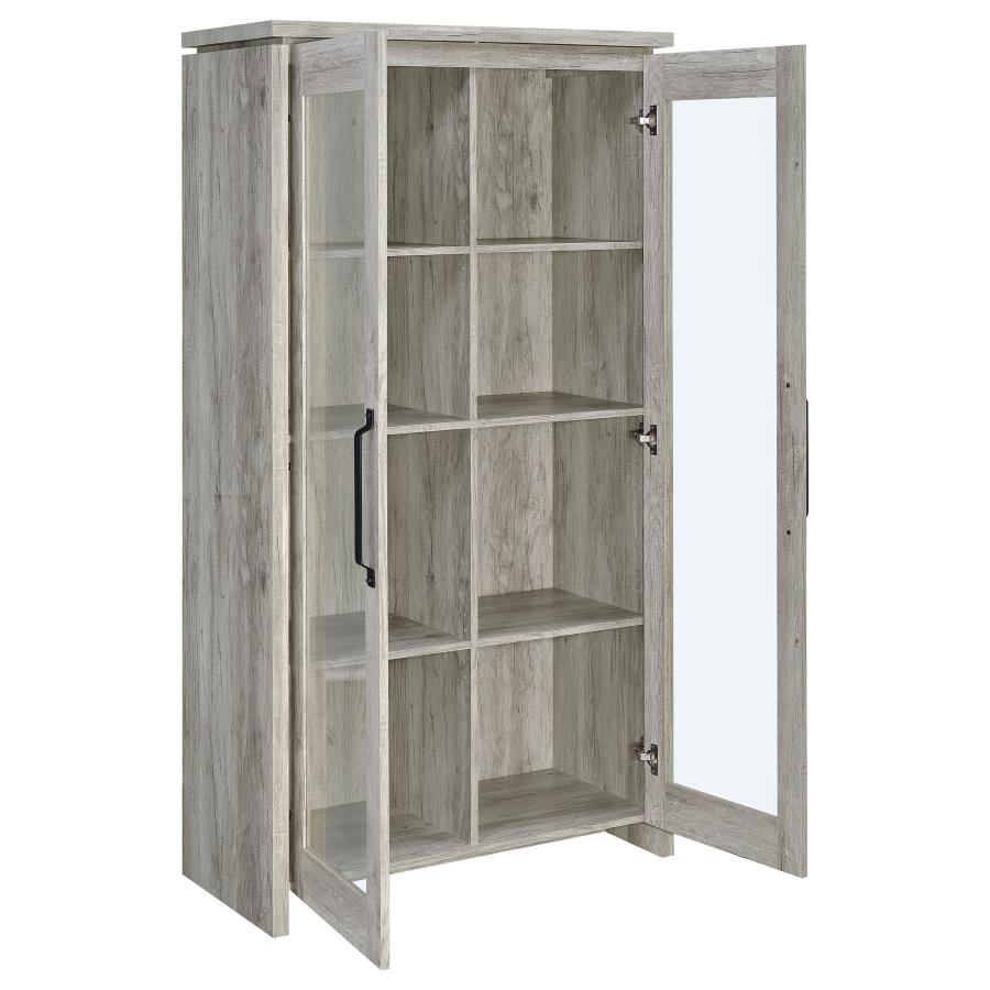 Alejo 2-door Engineered Wood Tall Cabinet Grey Driftwood view 3
