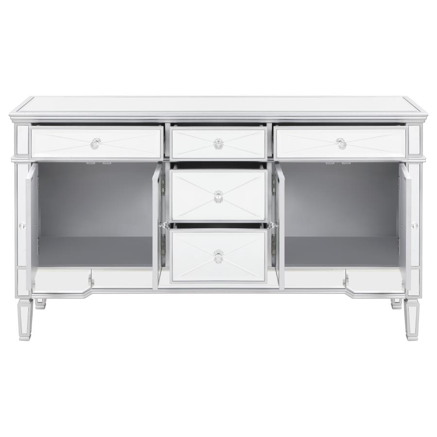 Duchess 5-drawer Mirrored Storage Accent Cabinet Silver view 3