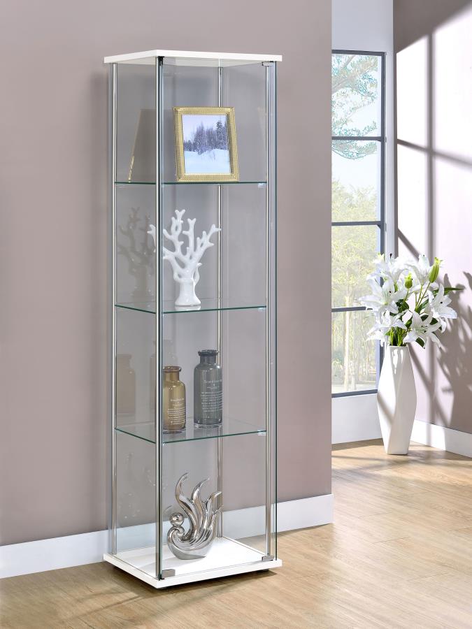 Bellatrix 4-shelf Clear Glass Curio Cabinet White view 2