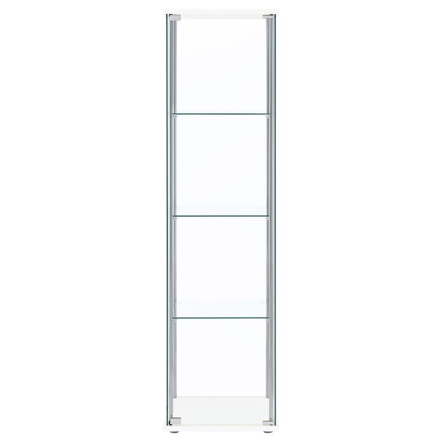 Bellatrix 4-shelf Clear Glass Curio Cabinet White view 3